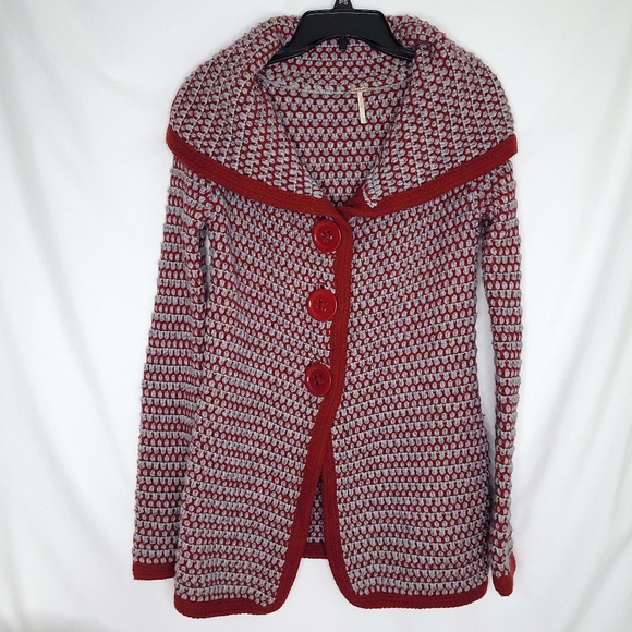 FREE PEOPLE Women's Wool Blend Chunky Button Front Cardigan MEDIUM - Picture 1 of 11